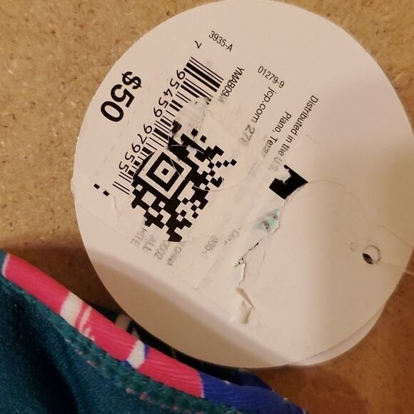 NWT Decree pink with leaf pattern one piece O ring swimsuit size Small - Picture 7 of 10